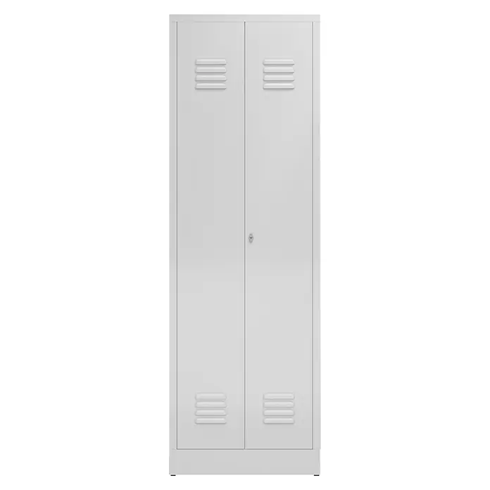 Lüllmann ClassiX Metall-Mehrzweckschrank - H x B x T: 180 x 59 x 50 cm, Signalweiß, Fertig montiert, Anzahl Böden: 4 Stk. - Metallschrank mit zwei Türen und Lüftungsschlitzen, ideal für Büro oder Werkstatt, in neutralem Weiß gehalten.
