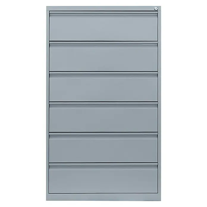 Lüllmann Hängeregisterschrank - H x B x T: 132 x 76 x 62 cm, Lichtgrau, Fertig montiert, Anzahl Schubladen: 6 Stk. - Grauer Hängeregistraturschrank mit sechs Schubladen.