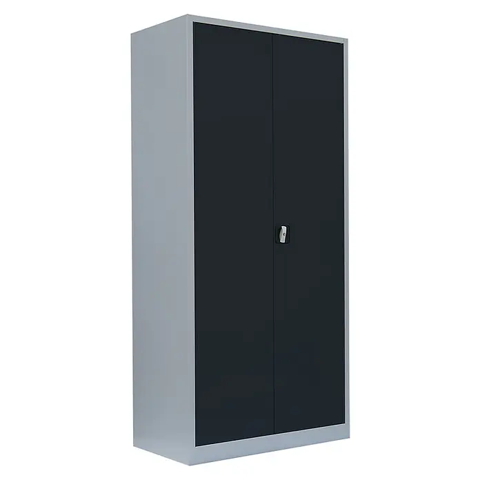 Lüllmann Metall-Mehrzweckschrank - H x B x T: 195 x 92,5 x 60 cm, Lichtgrau/Anthrazit, Fertig montiert, Anzahl Böden: 4 Stk. - Ein eleganter, zweitüriger Stahlschrank in Grau und Anthrazit, perfekt für Büro oder Werkstatt. Robuste Konstruktion für zuverlässige Aufbewahrung.