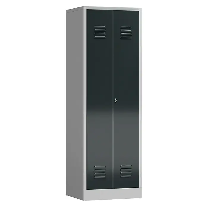 Lüllmann ClassiX Metall-Mehrzweckschrank - H x B x T: 180 x 59 x 50 cm, Lichtgrau/Anthrazit, Fertig montiert, Anzahl Böden: 4 Stk. - Dieser graue Aktenschrank mit zwei grauen Türen ist die perfekte Aufbewahrungslösung für Ihr Büro. Das robuste Design sorgt für Langlebigkeit.