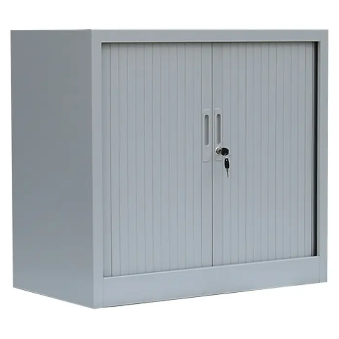 Lüllmann Rollladenschrank - H x B x T: 75 x 80 x 45,7 cm, Lichtgrau, Fertig montiert, Anzahl Böden: 1 Stk. - Metallschrank mit Rolltüren und Schloss, ideal für Büro oder Werkstatt zur sicheren Aufbewahrung von Dokumenten und Werkzeugen.