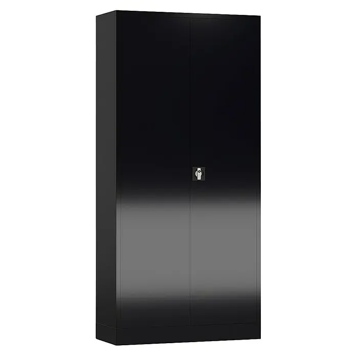 Lüllmann ClassiX Metall-Mehrzweckschrank - H x B x T: 194,5 x 92 x 50 cm, Tiefschwarz, Fertig montiert, Anzahl Böden: 4 Stk. - Schwarzer Flügeltürenschrank mit Schloss. Der ideale Schrank für Büro und Lager zur Aufbewahrung von Akten und Wertgegenständen.