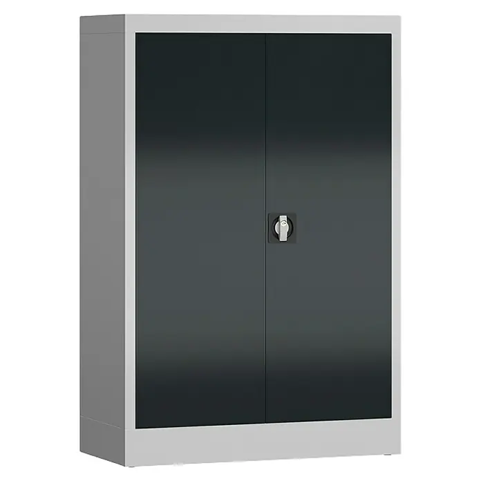 Lüllmann ClassiX Metall-Mehrzweckschrank - H x B x T: 120 x 80 x 38 cm, Lichtgrau/Anthrazit, Fertig montiert, Anzahl Böden: 2 Stk. - Dieser Graue Büroschrank mit Doppeltüren ist perfekt zur Aufbewahrung und Organisation von Büromaterial.