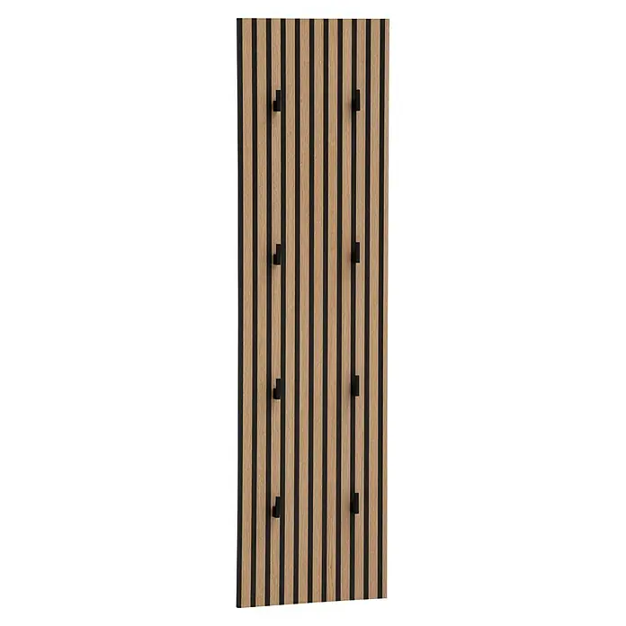 Schildmeyer Ryker Garderobenpaneel - L x B x H: 2,6 x 30 x 110,6 cm, Braun - Holzpaneel mit schwarzen Akzenten. Die Paneele dienen als Garderobe mit minimalistischen schwarzen Haken. Ein modernes & funktionales Design.