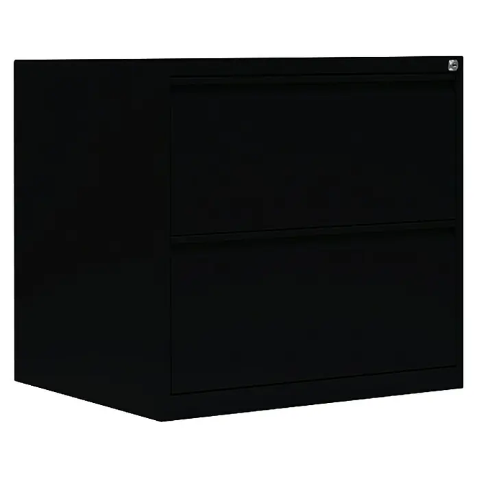 Lüllmann Hängeregisterschrank - H x B x T: 70,5 x 76 x 62 cm, Tiefschwarz, Fertig montiert, Anzahl Schubladen: 2 Stk. - Schwarzer Aktenschrank mit zwei Schubladen zur Aufbewahrung von Dokumenten und Akten im Büro oder Arbeitszimmer.
