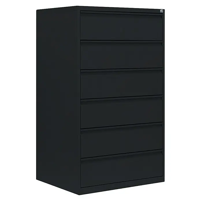 Lüllmann Hängeregisterschrank - H x B x T: 132 x 76 x 62 cm, Tiefschwarz, Fertig montiert, Anzahl Schubladen: 6 Stk. - Schwarzer Aktenschrank mit sechs Schubladen, ideal für Büro und Homeoffice zur Aufbewahrung wichtiger Dokumente.