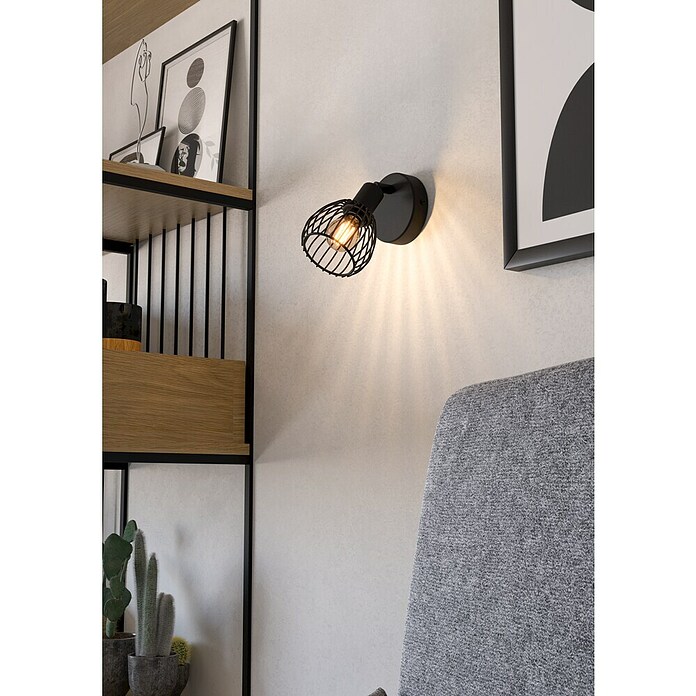 Eglo Foco de pared Sonnino (40 W, An x L: 18,5 x 9,5 cm, Negro, E14) | BAUHAUS