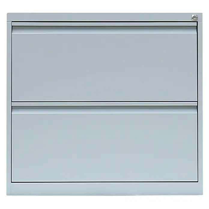 Lüllmann Hängeregisterschrank - H x B x T: 70,5 x 76 x 62 cm, Lichtgrau, Fertig montiert, Anzahl Schubladen: 2 Stk. - Ansicht eines grauen Aktenschranks mit zwei Schubladen, ideal für die Büroorganisation und zur Aufbewahrung wichtiger Dokumente.