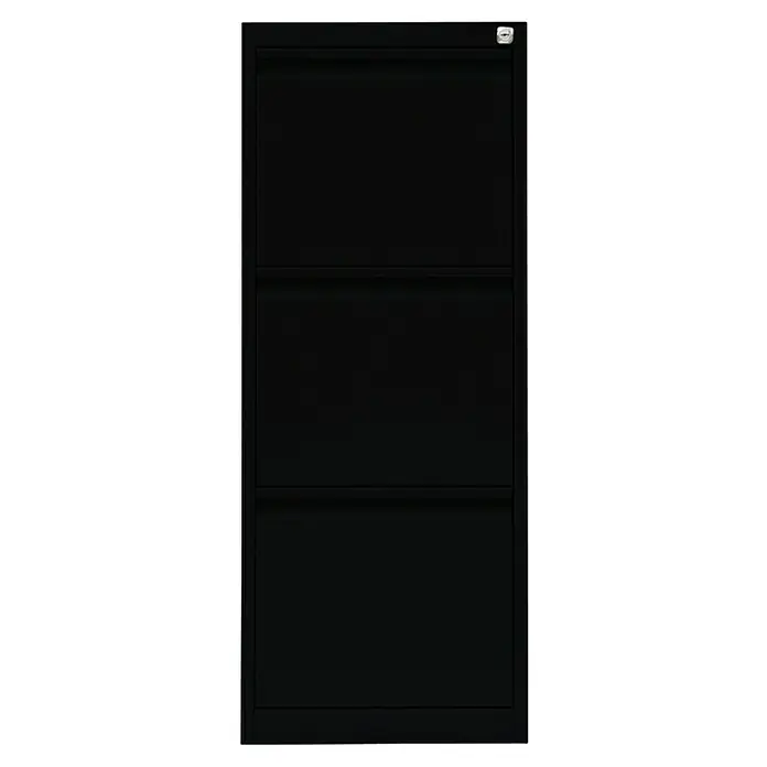 Lüllmann Hängeregisterschrank - H x B x T: 101,2 x 40 x 62 cm, Tiefschwarz, Fertig montiert, Anzahl Schubladen: 3 Stk. - Schwarzer Aktenschrank mit drei Fächern, ideal für Büroorganisation und sichere Aufbewahrung von Dokumenten.
