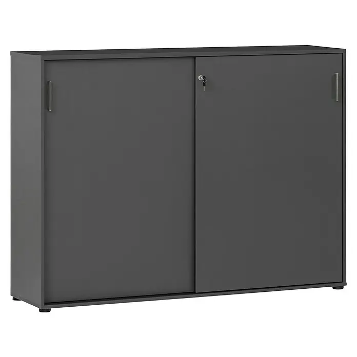 Schildmeyer 1500 Schiebetür Schrank - L x B x H: 41 x 160,2 x 119,4 cm, Anthrazit - Grauer Aktenschrank mit Schiebetüren und Schloss für sichere Aufbewahrung.