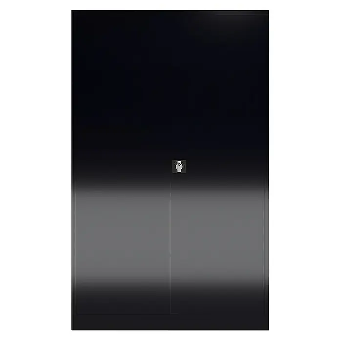 Lüllmann ClassiX Metall-Mehrzweckschrank - H x B x T: 194,5 x 120 x 42 cm, Tiefschwarz, Fertig montiert, Anzahl Böden: 4 Stk. - Dunkler, moderner Kühlschrank mit abschließbarer Tür. Der Kühlschrank bietet eine elegante und funktionale Kühlmöglichkeit.