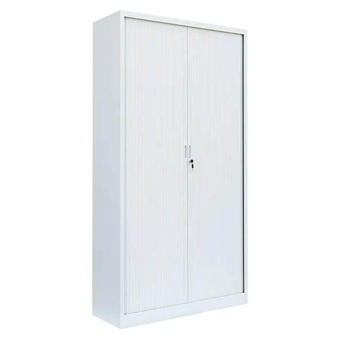Lüllmann Rollladenschrank - H x B x T: 195 x 100 x 45,7 cm, Signalweiß, Fertig montiert, Anzahl Böden: 4 Stk. - Ein weißer Aktenschrank mit Rolltüren und Schloss. Praktisch und sicher für Büro oder Homeoffice, bietet er viel Stauraum für wichtige Dokumente.