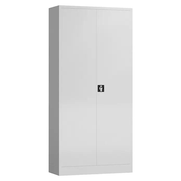 Lüllmann ClassiX Metall-Mehrzweckschrank - H x B x T: 194,5 x 92 x 42 cm, Signalweiß, Fertig montiert, Anzahl Böden: 4 Stk. - Ein geräumiger, weißer Stahlschrank mit zwei Türen und einem Drehverschluss, ideal für Büro oder Werkstatt, bietet viel Stauraum.