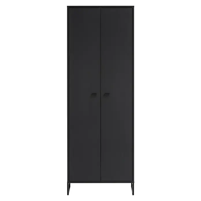 Schildmeyer Janne Schuhschrank - L x B x H: 33 x 60,2 x 169,7 cm, Schwarz - Schwarzer Kleiderschrank mit zwei Türen und schlichtem Design. Ideal für Schlafzimmer oder Ankleidezimmer, bietet er viel Stauraum.