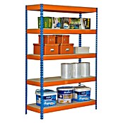 Simonrack Simontaller Metall-Schwerlastregal (L x B x H: 60 x 120 x 200 cm, Traglast: 300 kg/Boden, Anzahl Böden: 5 Stk., Blau/Orange)