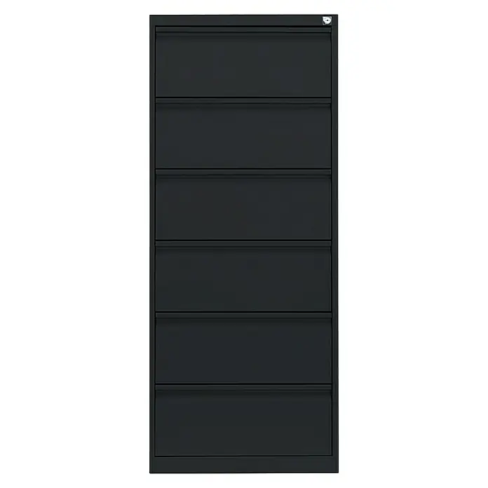 Lüllmann Hängeregisterschrank - H x B x T: 132 x 53 x 62 cm, Tiefschwarz, Fertig montiert, Anzahl Schubladen: 6 Stk. - Ein schwarzer Aktenschrank mit sechs Schubladen zur Büroorganisation, der Stil und Funktionalität vereint.