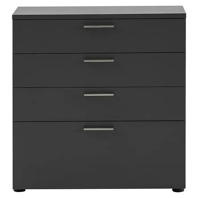 Schildmeyer 1500 Kommode - L x B x H: 41 x 80,2 x 84,2 cm, Anthrazit, Anzahl Schubladen: 4 Stk. - Grauer Schrank mit vier Schubladen und horizontalen Griffen für stilvolle Aufbewahrung im modernen Büro oder Zuhause.