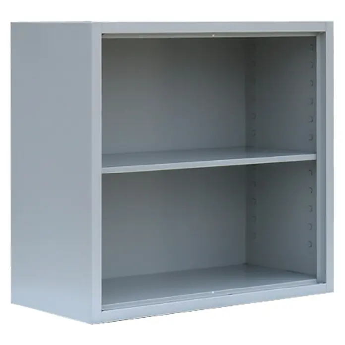 Lüllmann Aktenregal - H x B x T: 75 x 80 x 38,3 cm, Traglast pro Boden: 65 kg, Anzahl Böden: 1 Stk., Lichtgrau - Ein grauer Büroschrank mit zwei Regalen bietet praktischen Stauraum für Ordner und Büromaterialien. Ideal für Büro oder Homeoffice.