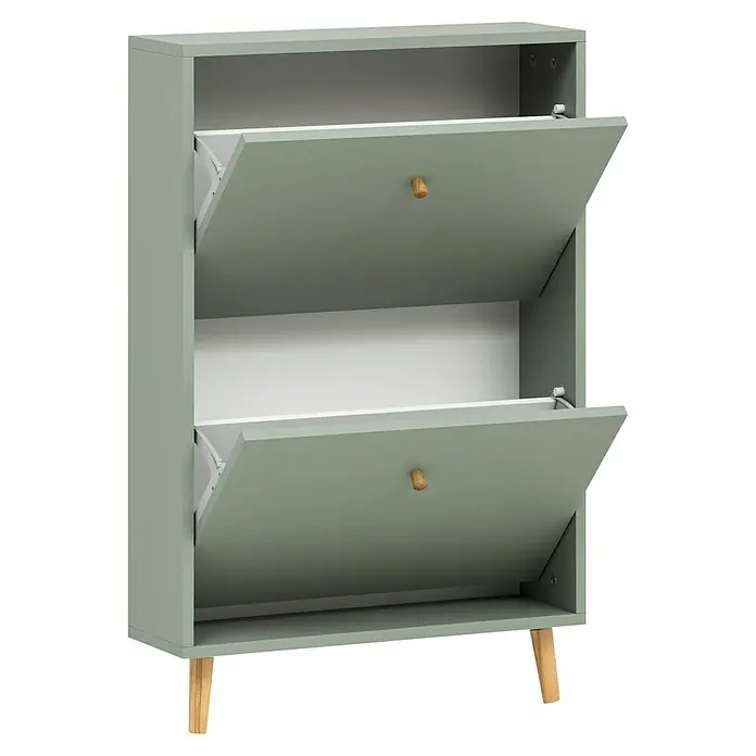 Schildmeyer Bjarne Schuhschrank - L x B x H: 19,5 x 59,8 x 92,2 cm, Pistazie, Anzahl Fächer: 2 Stk. - Moderne Schuhaufbewahrung in Grün mit zwei Kippfächern und Holzgriffen. Ideal für den Flur oder Eingangsbereich, um Schuhe ordentlich zu verstauen.