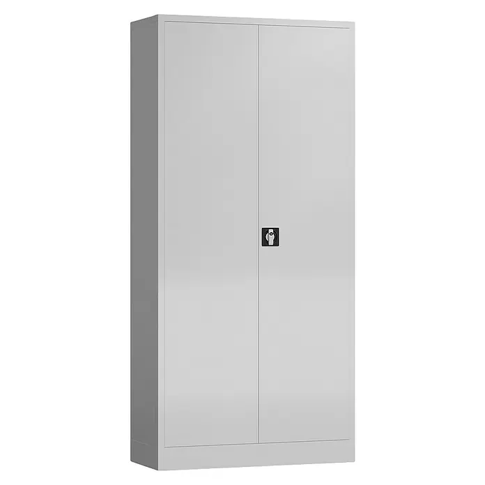 Lüllmann ClassiX Metall-Mehrzweckschrank - H x B x T: 194,5 x 92 x 60 cm, Lichtgrau, Fertig montiert, Anzahl Böden: 4 Stk. - Ein grauer, zweitüriger Metallschrank, ideal zur Aufbewahrung und Organisation von Dokumenten oder Werkzeugen im Büro oder der Werkstatt.