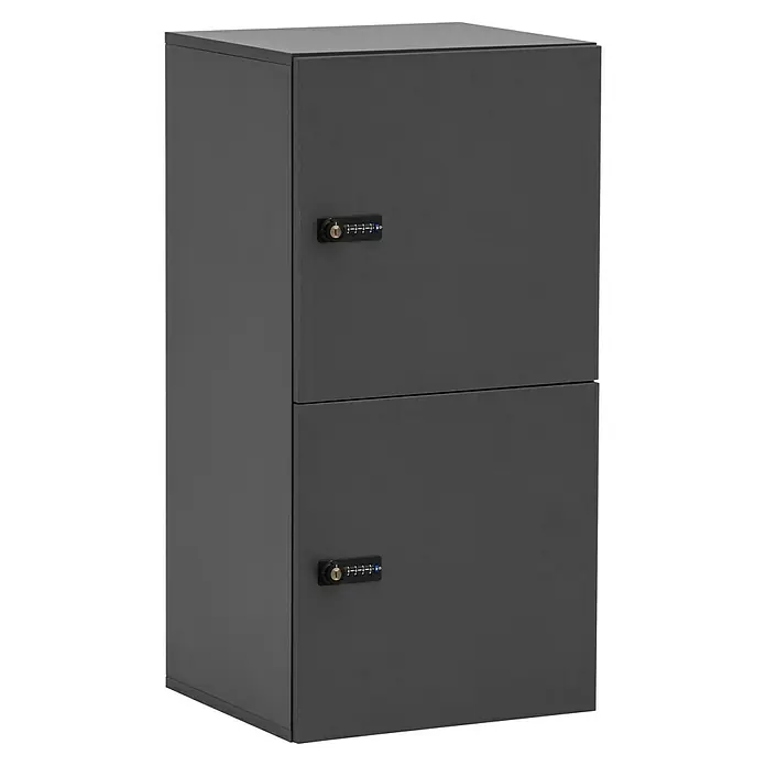 Schildmeyer Spind Locked - L x B x H: 40,6 x 45,5 x 92,6 cm, Anzahl Türen: 2 Stk., Anthrazit, Zahlenschloss - Grauer Aktenschrank mit zwei abschließbaren Fächern. Ideal für Büro oder Zuhause zur sicheren Aufbewahrung von Dokumenten.