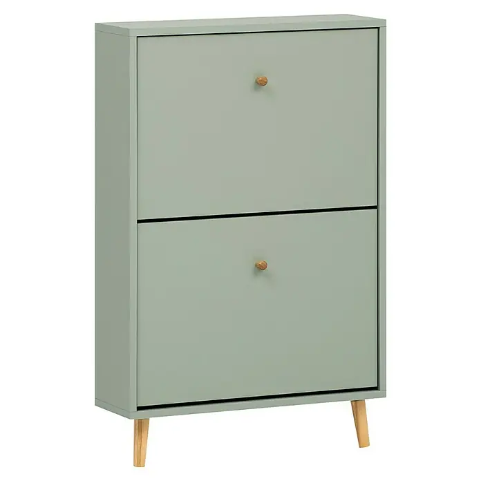 Schildmeyer Bjarne Schuhschrank - L x B x H: 19,5 x 59,8 x 92,2 cm, Pistazie, Anzahl Fächer: 2 Stk. - Dieser schlichte Schuhschrank in Grün mit zwei Fächern und Holzgriffen bietet stilvollen Stauraum für Ihre Schuhe.