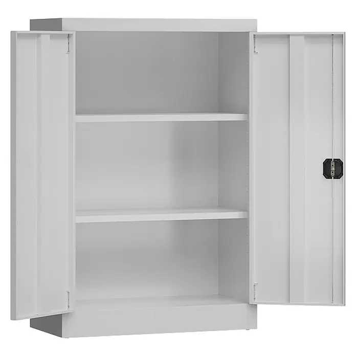 Lüllmann ClassiX Metall-Mehrzweckschrank - H x B x T: 120 x 80 x 38 cm, Lichtgrau, Fertig montiert, Anzahl Böden: 2 Stk. - Ein offener, weißer Metallschrank mit zwei Einlegeböden bietet viel Stauraum für Büro oder Werkstatt.