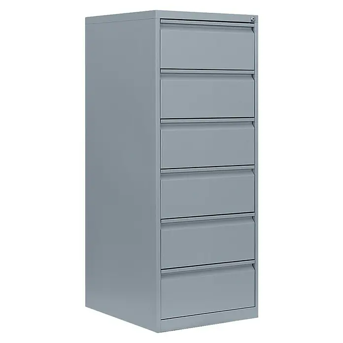 Lüllmann Hängeregisterschrank - H x B x T: 132 x 53 x 62 cm, Lichtgrau, Fertig montiert, Anzahl Schubladen: 6 Stk. - Eine graue Aktenschrank mit sechs Schubladen. Ideal für die Büroorganisation und die Aufbewahrung von Dokumenten und Unterlagen.
