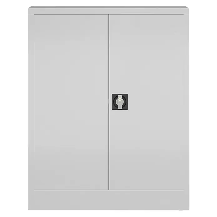 Lüllmann ClassiX Metall-Mehrzweckschrank - H x B x T: 100 x 80 x 38 cm, Signalweiß, Fertig montiert, Anzahl Böden: 2 Stk. - Metallschrank mit zwei Türen und einem Schloss in der Mitte. Er eignet sich ideal zur Aufbewahrung verschiedener Gegenstände.