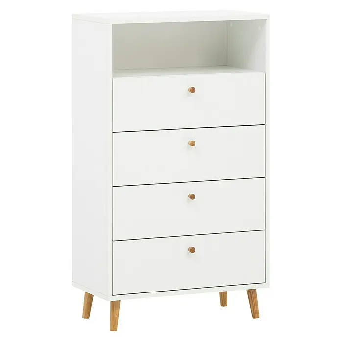 Schildmeyer Bjarne HighboardL x B x H: 33 x 60,2 x 104,4 cm, Weiß - Diagonale Ansicht