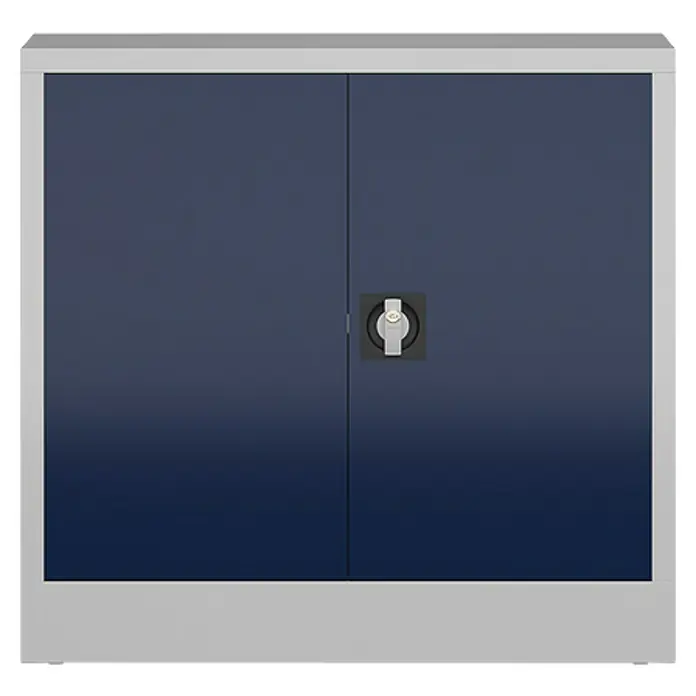 Lüllmann ClassiX Metall-Mehrzweckschrank - H x B x T: 75 x 80 x 38 cm, Lichtgrau/Enzianblau, Fertig montiert, Anzahl Böden: 1 Stk. - Stabiler blauer Metallschrank mit abschließbaren Türen. Perfekt für die sichere Aufbewahrung von Gegenständen.