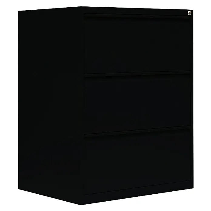 Lüllmann Hängeregisterschrank - H x B x T: 101,2 x 76 x 62 cm, Tiefschwarz, Fertig montiert, Anzahl Schubladen: 3 Stk. - Schwarzer Aktenschrank mit drei Schubladen, ideal für die Organisation von Büromaterialien und Dokumenten im Büro.