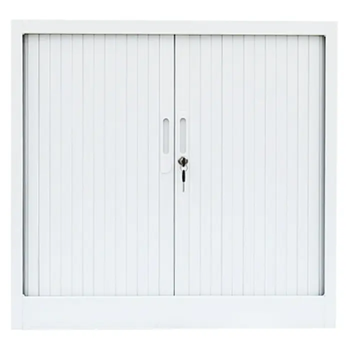 Lüllmann Rollladenschrank - H x B x T: 75 x 80 x 45,7 cm, Signalweiß, Fertig montiert, Anzahl Böden: 1 Stk. - Weißer Rollladenschrank mit zwei Türen und einem Schlüssel. Praktisch und sicher für Büro oder Zuhause.