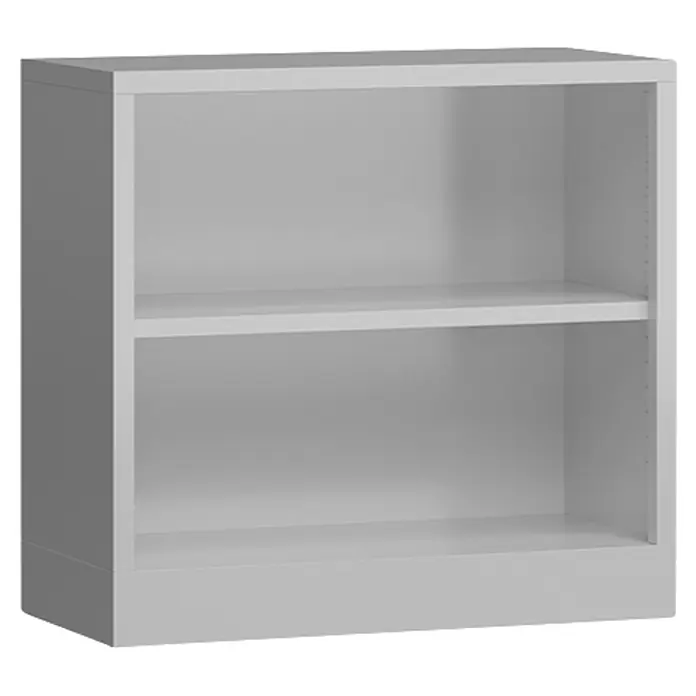 Lüllmann ClassiX Aktenregal - H x B x T: 75 x 80 x 38 cm, Traglast pro Boden: 65 kg, Anzahl Böden: 1 Stk., Lichtgrau - Abbildung eines schlichten, grauen Bücherregals mit zwei Regalböden. Ideal für die Aufbewahrung von Büchern und Dekoartikeln.