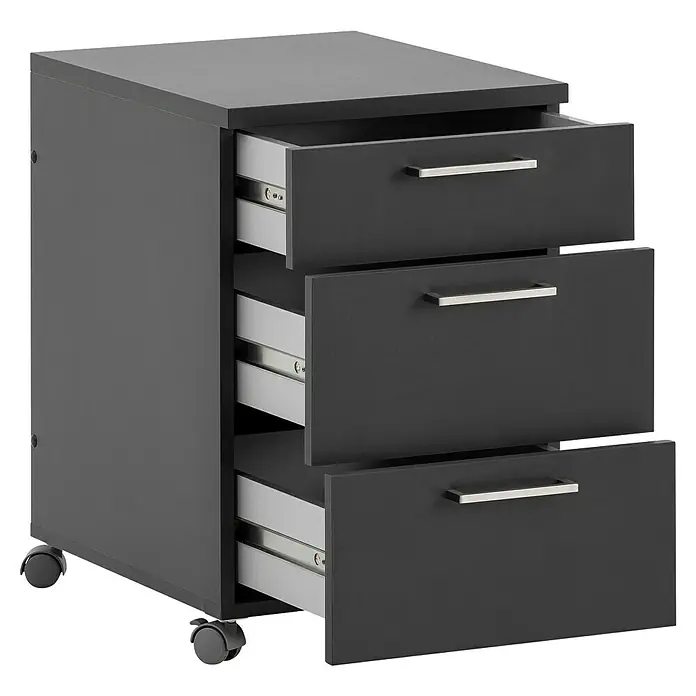 Schildmeyer 1500 Rollcontainer - L x B x H: 49,6 x 41,2 x 60,1 cm, Anthrazit, Anzahl Schubladen: 3 Stk. - Bürocontainer mit drei Schubladen. Das moderne Möbelstück bietet Stauraum und ist dank der Rollen flexibel einsetzbar.