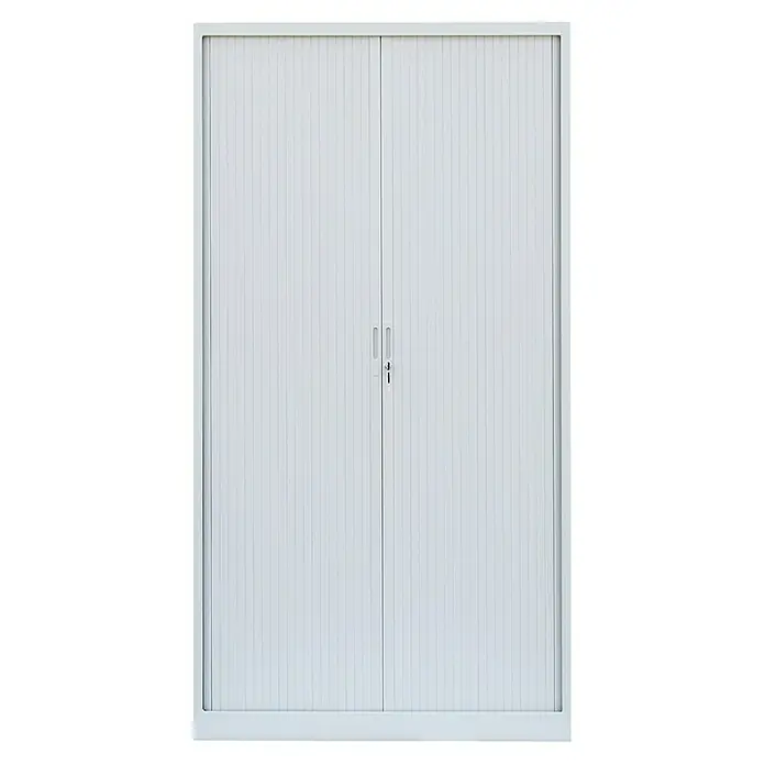 Lüllmann Rollladenschrank - H x B x T: 195 x 100 x 45,7 cm, Signalweiß, Fertig montiert, Anzahl Böden: 4 Stk. - Weißer Büroschrank mit Rollladen und abschließbaren Türen für das Büro oder Homeoffice.