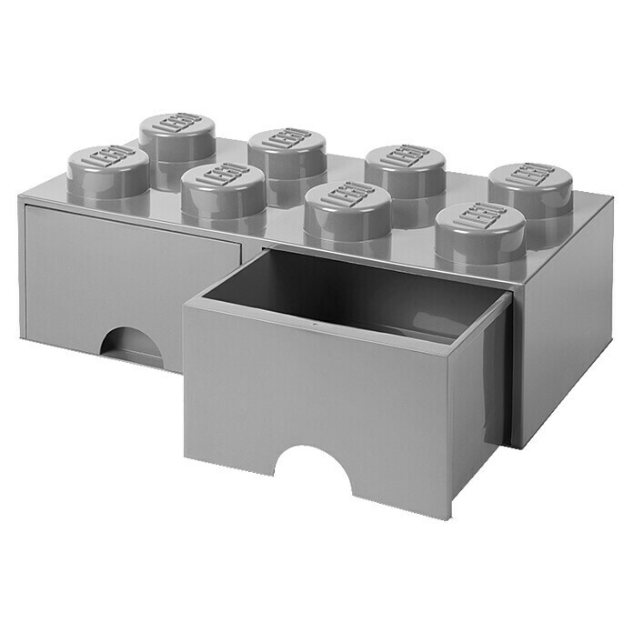 Lego Schubladenbox BrickL x B x H: 50 x 25 x 18 cm, Grau, Anzahl Schubladen: 2 Stk. Left Side View