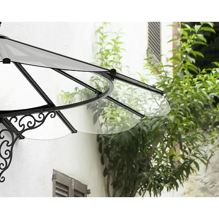 Palram – Canopia Vordach Iris - 174,5 x 125 x 80 cm, Schwarz - Elegantes Türvordach mit schwarzem Rahmen und transparentem Acrylglas. Schützt Eingangsbereiche vor Wind und Wetter.