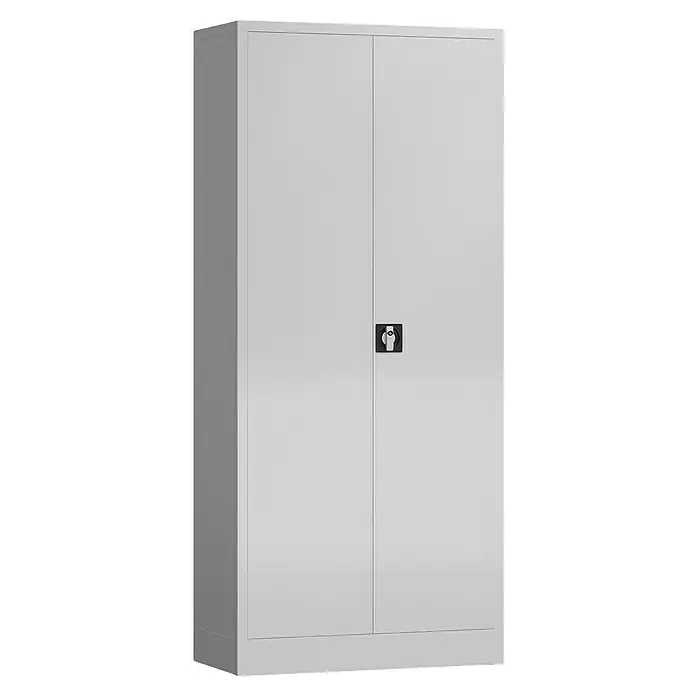Lüllmann ClassiX Metall-Mehrzweckschrank - H x B x T: 180 x 80 x 38 cm, Lichtgrau, Fertig montiert, Anzahl Böden: 4 Stk. - Grauer Metallschrank mit zwei Türen und schwarzem Griff. Der Büroschrank bietet viel Stauraum und ist abschliessbar.