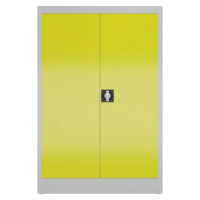 Lüllmann ClassiX Metall-Mehrzweckschrank - H x B x T: 120 x 80 x 38 cm, Lichtgrau/Zinkgelb, Fertig montiert, Anzahl Böden: 2 Stk. - Gelber Aktenschrank mit abschließbaren Türen. Ideal zur sicheren Aufbewahrung von Dokumenten im Büro.