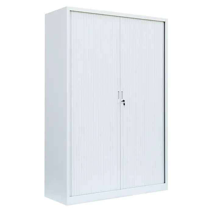 Lüllmann Rollladenschrank - H x B x T: 195 x 120 x 45,7 cm, Signalweiß, Fertig montiert, Anzahl Böden: 4 Stk. - Weißer Büroschrank mit Rolltüren und Schloss, ideal zur Aufbewahrung von Dokumenten und Büromaterialien. Stilvolles und funktionales Möbelstück.