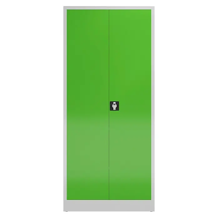 Lüllmann ClassiX Metall-Mehrzweckschrank - H x B x T: 180 x 80 x 38 cm, Lichtgrau/Gelbgrün, Fertig montiert, Anzahl Böden: 4 Stk. - Grüner Flügeltürenschrank mit Drehriegelverschluss, ideal für Büro oder Werkstatt, robuste Ausführung und vielseitig einsetzbar.