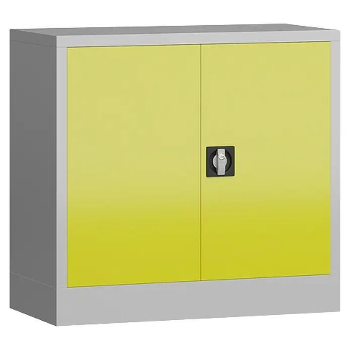 Lüllmann ClassiX Metall-Mehrzweckschrank - H x B x T: 75 x 80 x 38 cm, Lichtgrau/Zinkgelb, Fertig montiert, Anzahl Böden: 1 Stk. - Gelber Stahlschrank mit abschließbaren Türen, ideal zur sicheren Aufbewahrung verschiedener Gegenstände. Robust und zuverlässig.