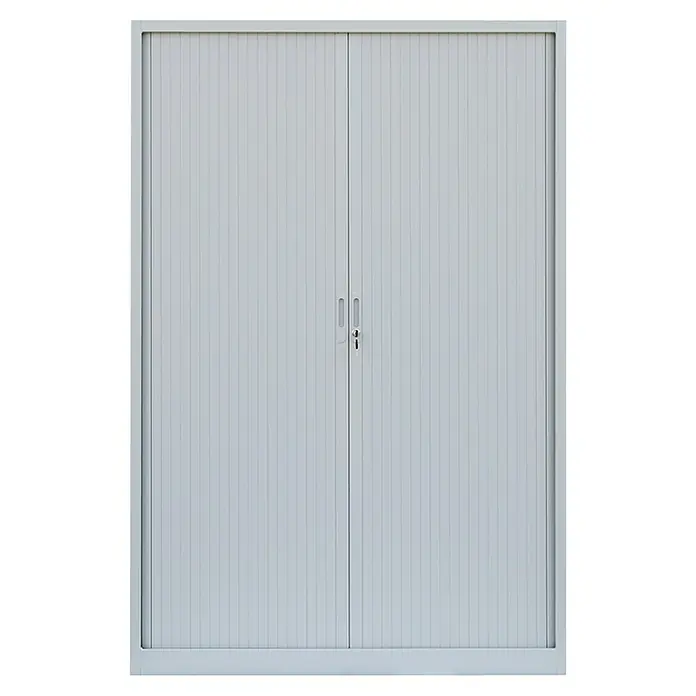 Lüllmann Rollladenschrank - H x B x T: 195 x 120 x 45,7 cm, Lichtgrau, Fertig montiert, Anzahl Böden: 4 Stk. - Metallschrank mit Rolltüren.