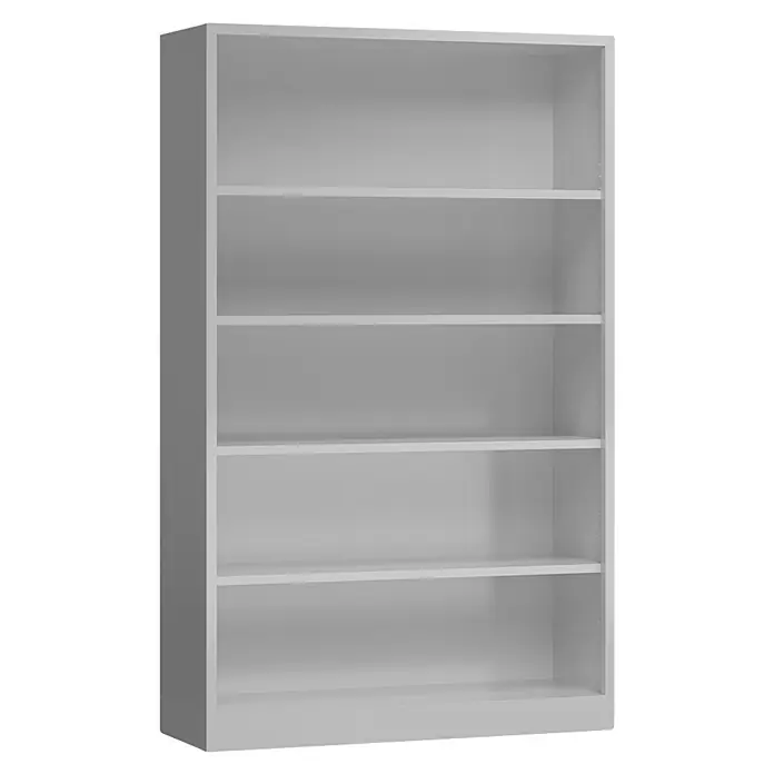 Lüllmann ClassiX Aktenregal - H x B x T: 195 x 120 x 42 cm, Traglast pro Boden: 65 kg, Anzahl Böden: 4 Stk., Lichtgrau - Weißes Bücherregal mit fünf Regalböden. Viel Stauraum für Bücher, Ordner und Dekoartikel. Perfekt für Wohnzimmer, Büro oder Kinderzimmer.