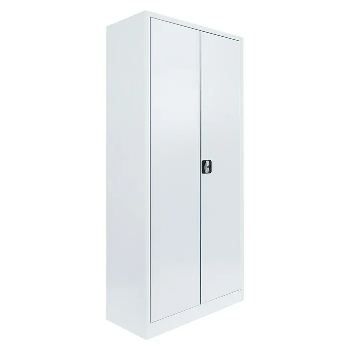 Lüllmann Metall-Mehrzweckschrank - H x B x T: 180 x 80 x 38,3 cm, Signalweiß, Fertig montiert, Anzahl Böden: 4 Stk. - Weißer Aktenschrank mit zwei Türen und Griff. Robuster Metallschrank für Büro oder Lagerung. Praktische Büromöbel für Organisation.