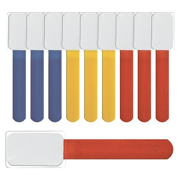 Label The Cable Klettbinder Mini Tags (Bunt, 90 x 12 x 2 mm, 10 Stk.)