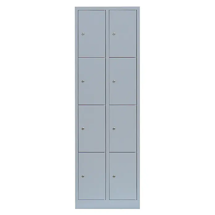 Lüllmann Schließfachschrank - H x B x T: 180 x 60 x 50 cm, Lichtgrau, Fertig montiert, Anzahl Fächer: 8 Stk. - Stahlschränke mit jeweils vier abschliessbaren Fächern, ideal für Büro, Schule oder Umkleideräume, bieten sichere Aufbewahrung.