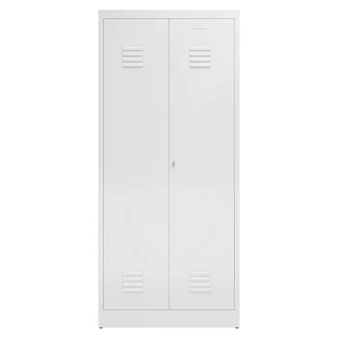 Lüllmann ClassiX Doppelspind - H x B x T: 180 x 80 x 50 cm, Signalweiß, Fertig montiert, Anzahl Fächer: 2 Stk. - Schrank mit zwei Türen, komplett in Weiß gehalten und mit Lüftungsschlitzen versehen. Praktisch und robust für vielseitige Anwendungen.