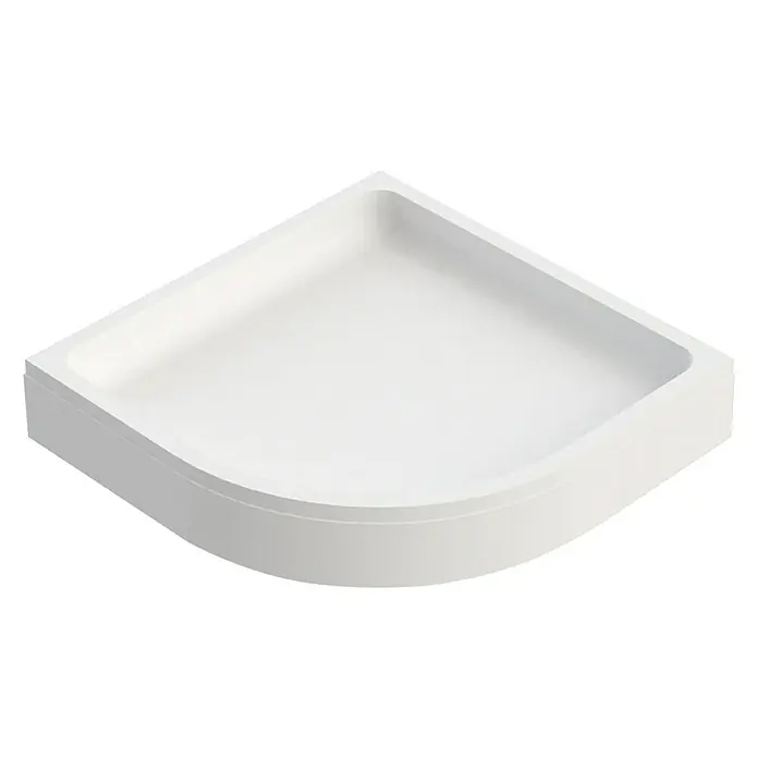 Ottofond Duschwannenträger Andros - L x B: 87 x 87 cm, Expandiertes Polystyrol, Weiß - Bild einer weißen, abgerundeten Duschwanne. Die Duschwanne ist modern und minimalistisch gestaltet und eignet sich gut für Badezimmer.